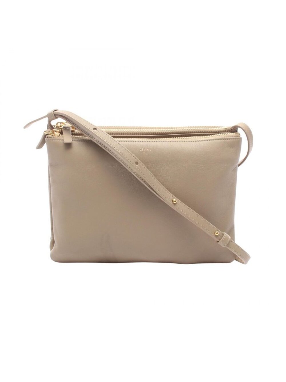 Celine Shoulder Bag Trio Large Greige Leather